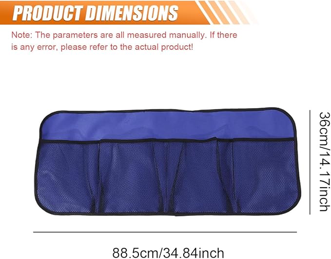 Car Trunk Organizer, Large Capacity Backseat Hanging Storage Bag with 4 Pockets, Waterproof Foldable Car Interior Organizing Accessories, Universal for SUV, Truck, Van, MPV (Blue)