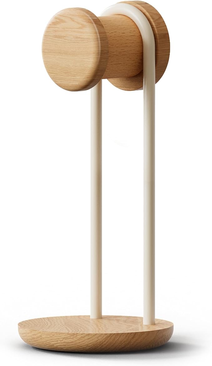 Fenge Headphone Stand for Desk, Nature Wood & Metal Headphone Holder with Storage Base, Desktop Headset Stand for Gaming Universal Headphones, Oak