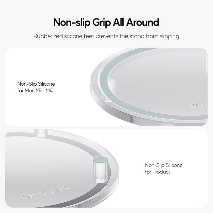 Clear Acrylic Desk Stand for Mac Mini M4/M4 Pro 2024, Minimalist M4 Holder with Easy Power Button Access, Anti-Slip Base & Heat Dissipation, Compact Space-Saving Design for Mac Mini 2024 Model
