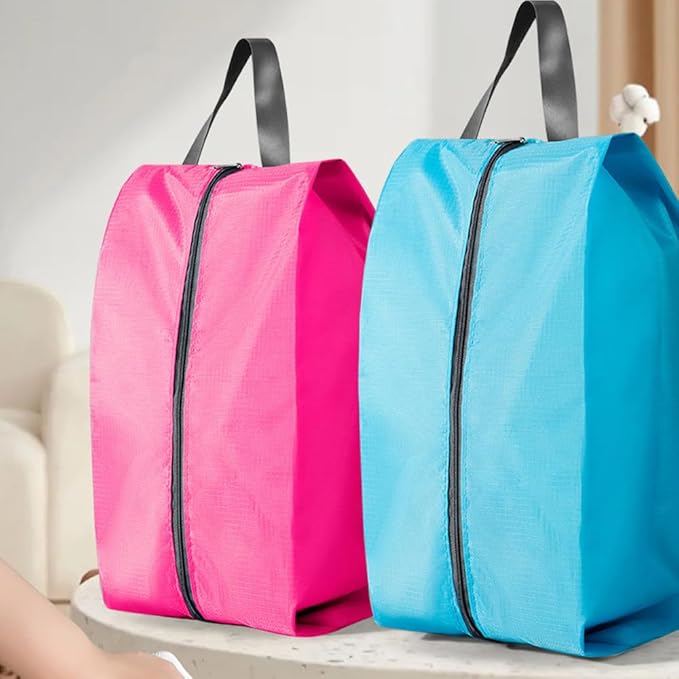 5Pcs Large Travel Shoe Bags Portable Travel Gifts Shoe Organizer with Zipper Closure, Waterproof Nylon Shoe Storage Organizer with Handle Travel Bags For Men and Women, Blue