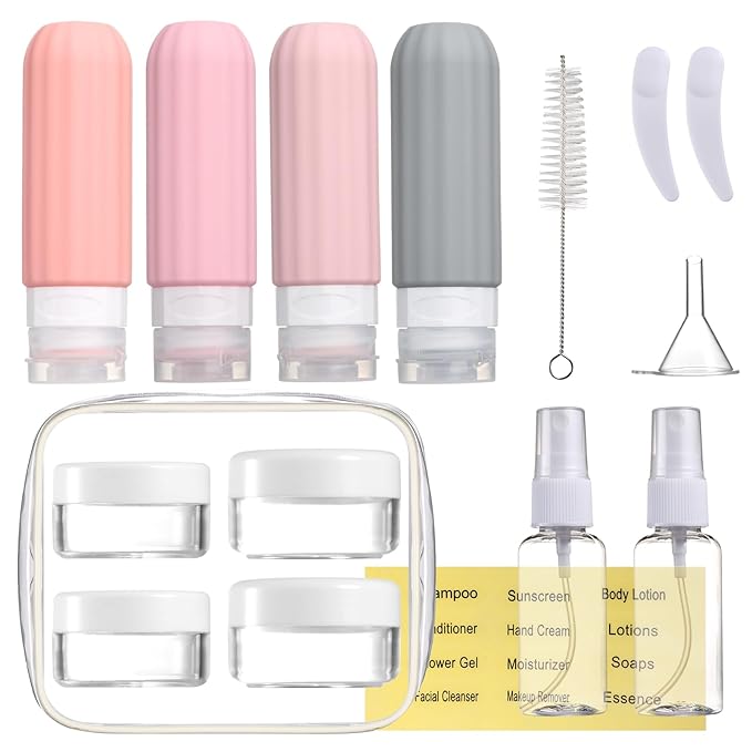 Mrsdry 16 Pack Travel Bottles for Toiletries, Leakproof Travel Containers for Toiletries, TSA Approved Silicone Travel Accessories Squeezable Refillable 3oz for Shampoo Conditioner Lotion
