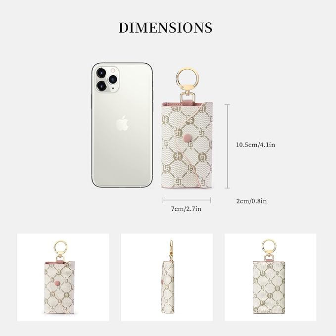 GOLF SUPAGS Women PVC Leather Car Key Chain Card Holder Wallet Pouch 6 Hook Snap Closure keys Money Organizer Case | Card Holder, 6 Hook, Snap Closure, keys, Money Organizer, Case