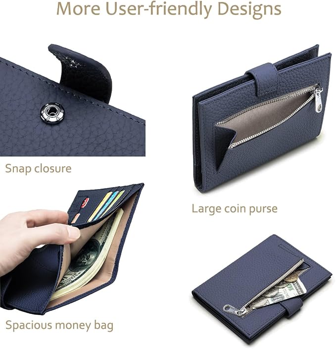 RFID Blocking Leather Passport Holder for Travel Women & Men | Slim Passport Wallet for Womens with Card Slots, Zippered Coins Pocket and Cash Holder, Gift Box Ready (Sapphire Blue)