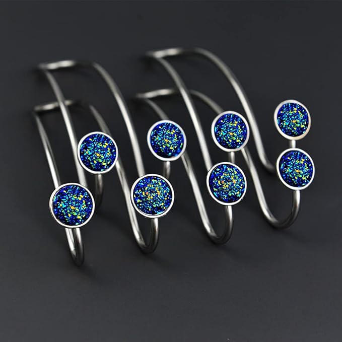 4 Pack Bling Bling Car Hooks, Universal Car Headrest Hooks, Strong Stainless Steel Car Seat Headrest Hanger Hooks for Purses & Grocery Bags (Blue)