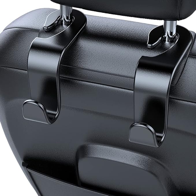 4 Pack Car Seat Headrest Hook - Purse Hook for All Vehicle Handbag Clothes Coats Grocery Bags, Black