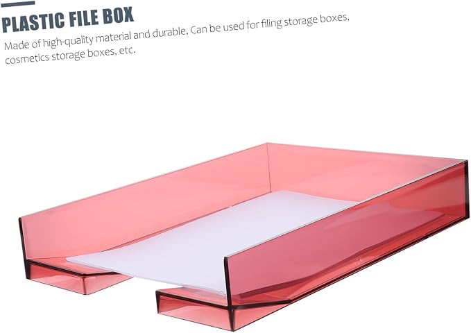 Superposable Plastic File Box with Lid, A4 Document Organizer Storage Container, Stackable Desktop Office Paper Holder for Important Files