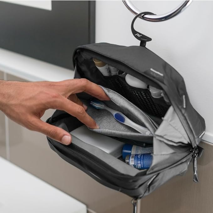 Peak Design Wash Pouch, Coyote, Ocean Edition, Travel Toiletry Bag, Upright or Hanging Dopp Kit with Pockets, Magnetic Toothbrush Pocket, Wide UltraZip Opening, Toiletry Bag for Men and Women
