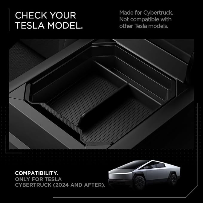 Spigen Center Console Organizer Tray Designed for Tesla Cybertruck Accessories 2026/2025/2024/2023 (Top) (Carbon Edition)
