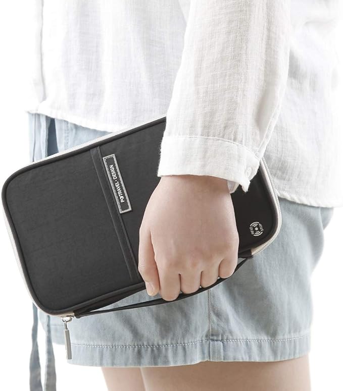 VanFn Passport Wallets, Travel Wallet, RFID Family Passport Holder, Trip Document Organizer (Black)