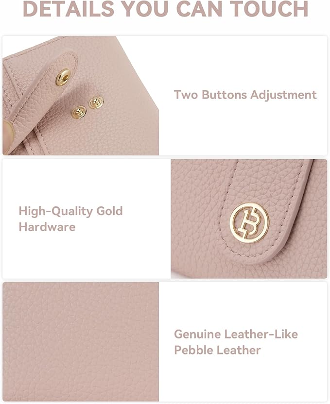 BOSTANTEN Slim Wallet for Women Small RFID Blocking Credit Card Holder Leather Bifold Wallets with Zipper Coin Pocket Pink