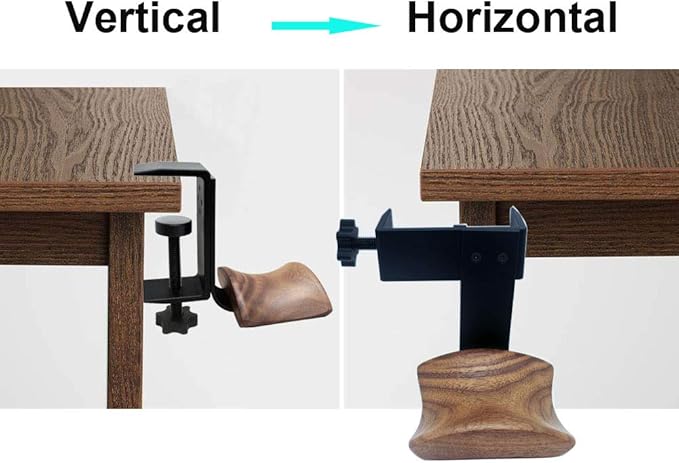 YANGMEI Walnut Wood Clamp Type Headphone Holder Stand Hanger Bracket Headphone Headset Hanger Holder Clamp Rack Hook Under Desk Table Headphone Hanger Holder for Audio,Studio & Gaming Headphones