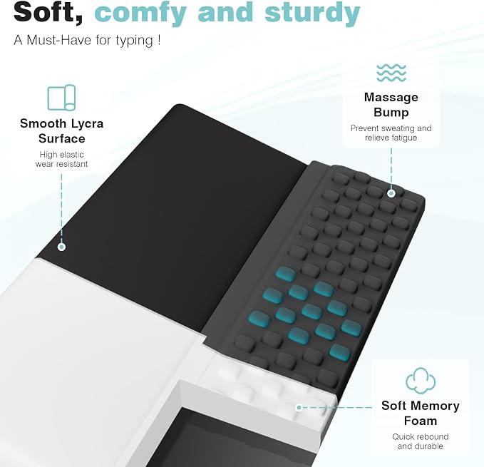 Ospelelf Keyboard Wrist Rest, Ergonomic Memory Foam Wrist Support for Typing & Gaming, Tilted Keyboard Pad, Aesthetic Desk Accessories for Office, Relief for Carpal Tunnel & Wrist Pain, Black Gray