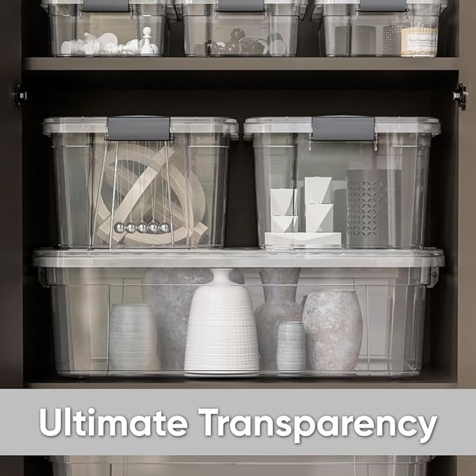 Superio Clear Storage Boxes with Lids, 8.75 Quart Plastic Container Bins for Organizing, Stackable Crates, BPA Free, Non Toxic, Odor Free, Organizers for Home, Office and Dorm, 3 Pack