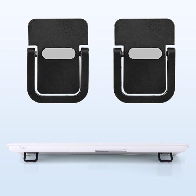 Penitue 2pcs Mini Portable Laptop Stand, Zinc Alloy Foldable Laptop Keyboard Riser Self-Adhesive Kickstand Invisible Computer Notebook Holder Lift for Desk Keyboards Laptops Support