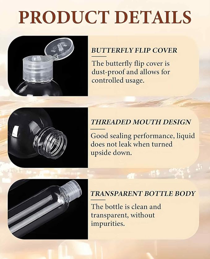 8 Pack 3.4 oz (100 ml) Plastic Travel Bottles for Toiletries, TSA Approved Leak Proof Small Clear Bottles with Labels