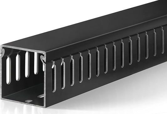 ZhiYo 2 x 2in Professional Server Rack Cable Management Raceway, 99in (6X L16.5in) Cable Raceway Kit, Electrically Safe PVC Open Slot Wire Raceway for Under Desk/Computer/Network Cords, Black