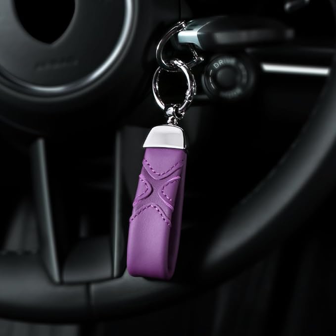 BETTERHUMZ Leather Suede Car Keychain,Key Chain Clip for Alcantara, Anti-Lost D-Ring for Men and Women Car Accessories