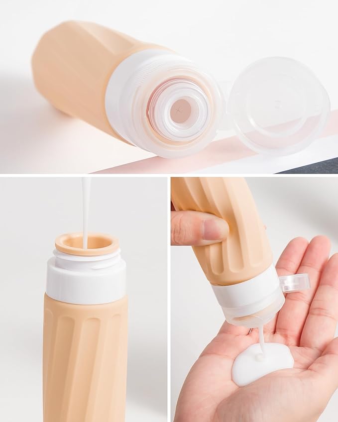 Mrsdry Travel Bottles for Toiletries 8 Pack, Travel Size Toiletries, Tsa Approved Travel Size Containers 3oz, with Travel Essentials Clear Bag, Leak Proof Silicone Squeezable Creams Jars