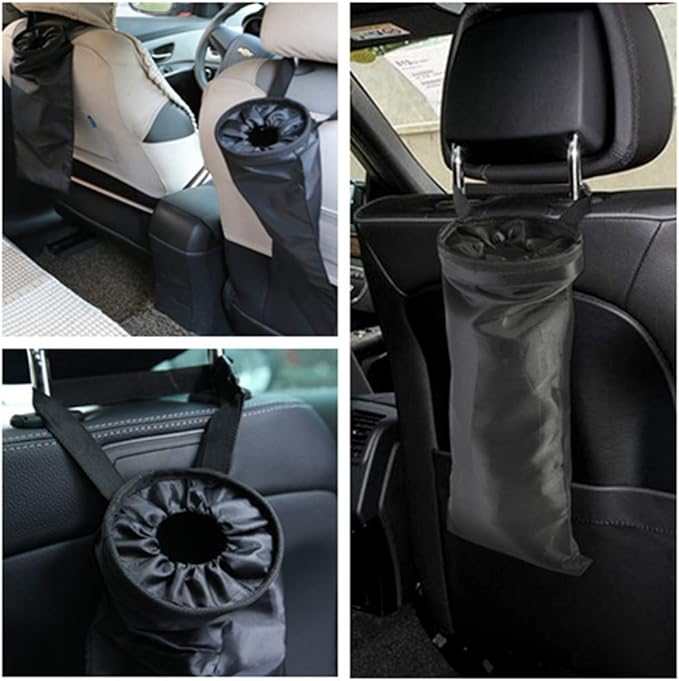 Car Trash Can Washable Eco-Friendly Hanging Seat Back Car Garbage Bag for Travel (2 Pack)