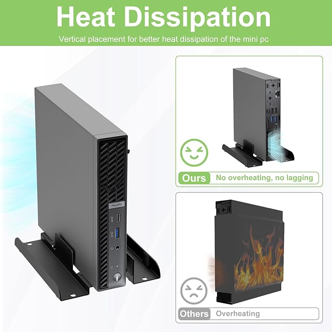 Universal Mini PC Desk Stand for Dell HP Lenovo Adjustable Vertical Desk Stand for Dell OptiPlex MFF 7050 7060 Lenovo ThinkCentre M910Q M700 HP EliteDesk 800 Mini PC Desk Mount Holder