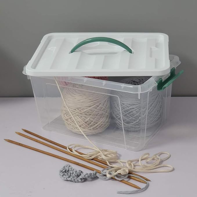 Gloreen 14 Quart Clear Storage Bins with Lid and Handle, Multipurpose Stackable Plastic Storage Latches Box/Containers
