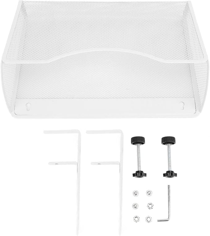 TOPINCN Desk Side Storage, Adjustable Hanging Under Desk Storage Organizer Clamp on Desk Organizer for Office Dormitory and Home (White)