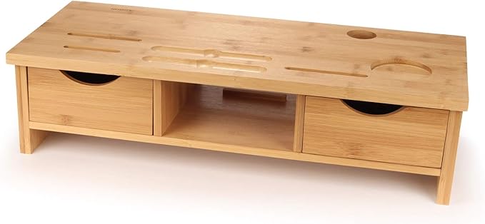 KINSON Bamboo Desk Organizers and Storage / Laptop Desk Riser - 1 Unit