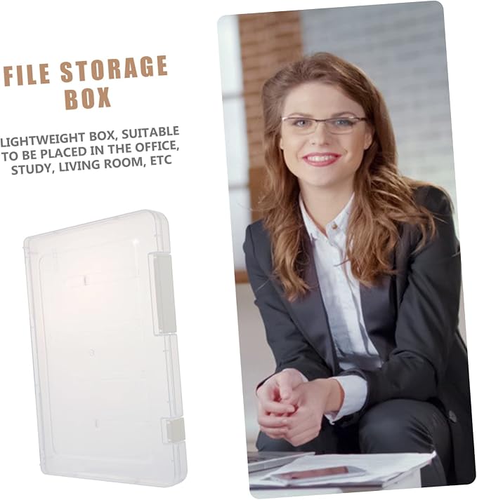 ARTIBETTER Multi-functional File Storage Box Latching Lid Dustproof Organizer for Office Supplies and Documents Stackable Desktop Storage Container