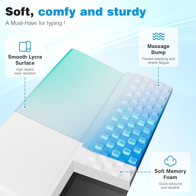 Ospelelf Keyboard Wrist Rest, Ergonomic Memory Foam Wrist Support for Typing & Gaming, Tilted Keyboard Pad, Aesthetic Desk Accessories for Office, Relief for Carpal Tunnel & Wrist Pain, Blue
