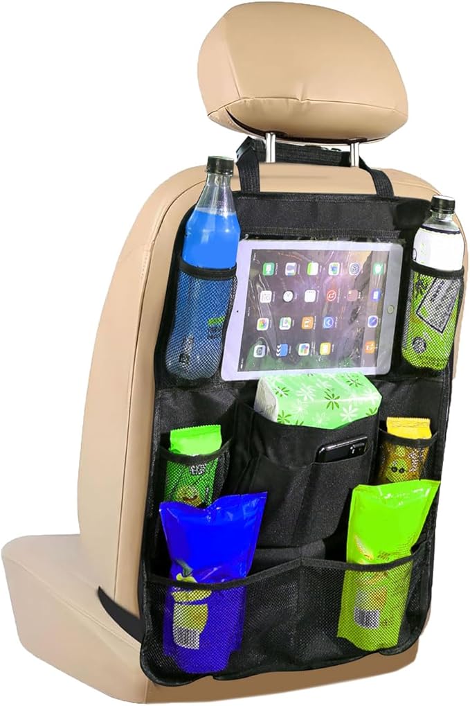 Car Backseat Organizer, Car Organizers and Storage, Kick Mats Back Seat Protector with Touch Screen Tablet Holder, Road Trip Storage Essentials Car Storage Pocket for Car And Truck (1PCS)