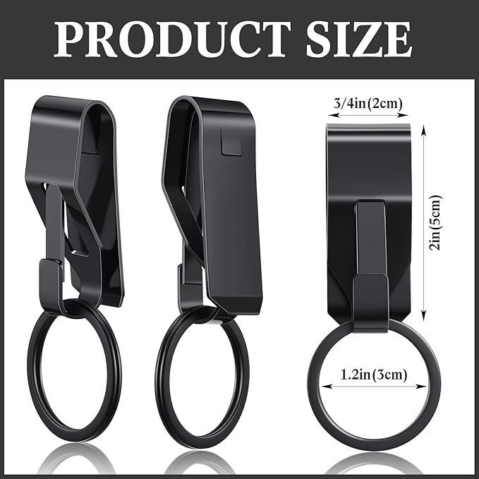 Threan 8 Pcs Duty Belt Key Holder Tactical Stealth Belt Key Clip Metal Keyring Holder for Men Police Law Enforcement