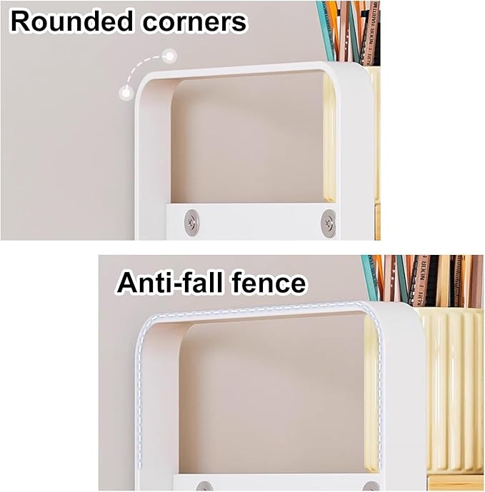 Gtzly 3 Tier Desktop Bookshelf Metal Frame Wood Board Rack Shelves Plant Stand for Kids Stationery Organizer Living Room Storage Office Display(Natural,60 * 20 * 60cm)