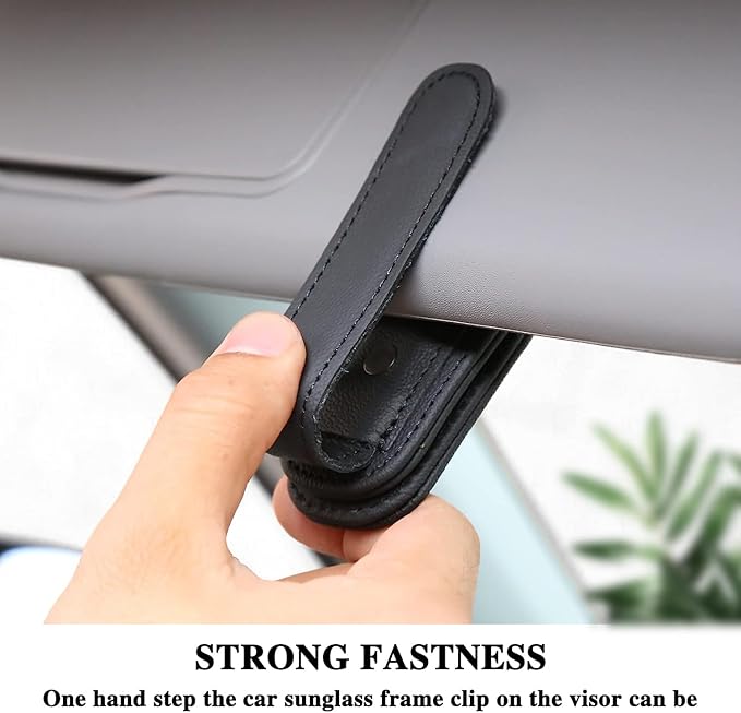 Sunglass Holder for Car Visor,Zebra Minima Magnetic Leather Car Sun Visor Clip,Applicable to Receipts,Cash Tickets and Other Automotive Interior Accessories