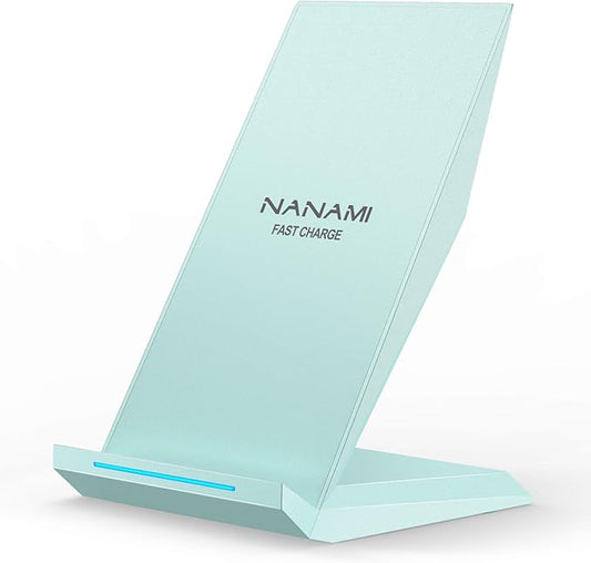 NANAMI Wireless Charger - Fast Wireless Charging Stand Desktop Charger Dock for iPhone 17/17 Air/16/15/14/13/12, 10W Phone Charging Stand for Samsung Galaxy S26/S25/S24/S23/S22/S21/S20/10/9