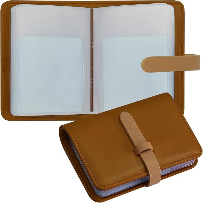 Credit Card Holder with 40 Suitable Slot, ID Card Case PU Leather Wallet for Women Men Business Organiser Pocket (Little Brown)