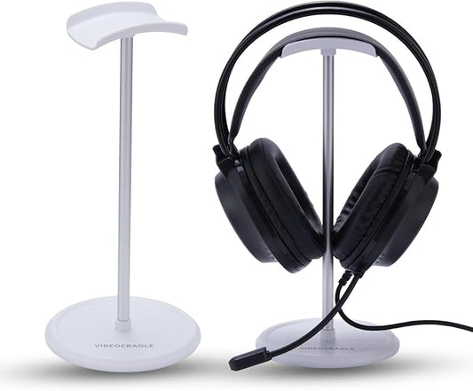 Headphone Stand for Desk, Top Curved U-Shaped Headset Holder with TPU Flexible Headrest, Aluminum Alloy Rod & ABS Solid Base with Non-Slip Silicone Under The Base, (White)
