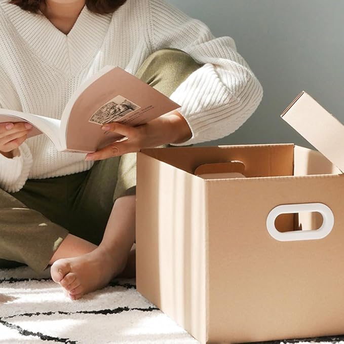 Didiseaon Document Box File Organizer with Lid 30l Kraft Paper Storage Box 43x31x24cm Office Document Holder Home Filing Case for Desktop Organization