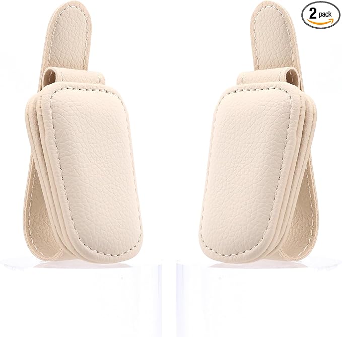 Car Visor Sunglasses Holders,2 Pcs (Beige)
