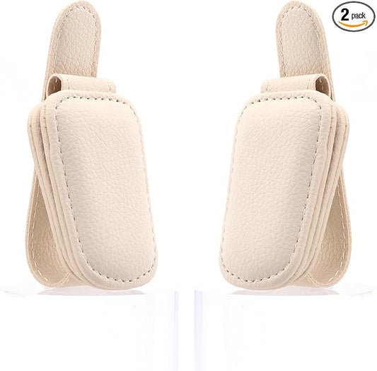 Car Visor Sunglasses Holders,2 Pcs (Beige)