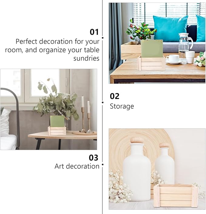 1Pc Creative Wooden Desktop Storage Box Medium Desk Organizer for Home Decoration and Office Supplies Stylish Storage Solution for Organizing Essentials
