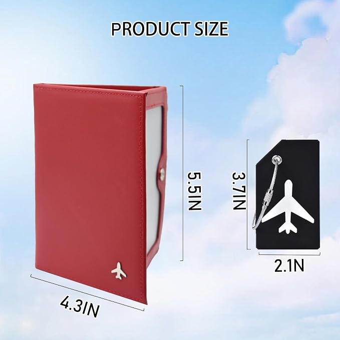 Pilot Wallet Passport Holder RFID Blocking Nappa Leather Travel Wallet, Stylish Travel Companion for Aviation Professionals (Red)