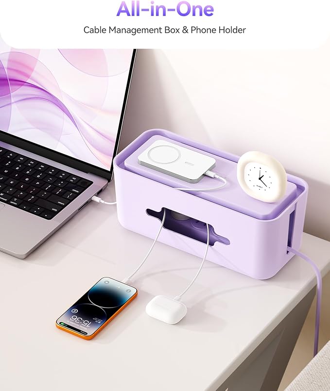 ORICO Cable Management Box, Cord Hider Box to Conceal Power Strips on Desk or Floor, Keeping Cords Tidy and Protected from Damage, Stylish Cable Organizers for Home, Office, School - PB01