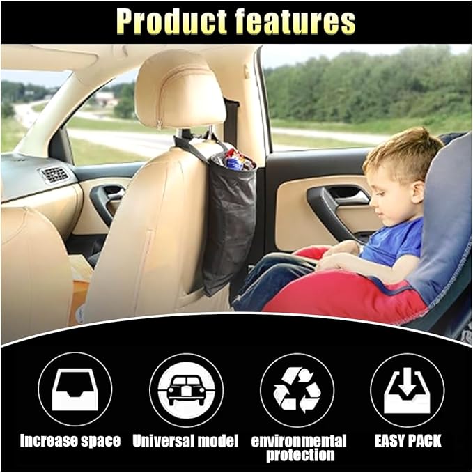 2PCS Car Trash Bag, Auto Portable Trash Can Universal Hanging Car Garbage Bag, Waterproof Garbage Can with Elastic Opening, Car Organizer Auto Accessories for Car, Home, Outdoor