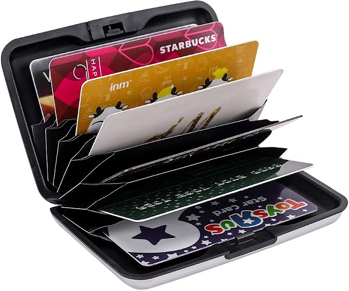 ELFISH RFID Blocking Credit Card Protector Aluminum ID Case Hard Shell Business Card Holders Metal Wallet for Men or Women (silver)