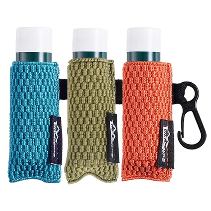 WK IEASON Lip Balm Holder for ChapStick Keychain Clip-on Lipstick Sleeves, Christmas Stocking Stuffers Gifts, Tight-knit Elastic Lip Gloss Holder Key Chains Women Cute 3PCS(Orange/Blue/Olive)