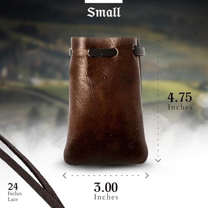 Nabob Leather Leather Drawstring Pouch, Coin Bag, Medicine Tobacco Pouch Medieval Reenactment Made in U.S.A