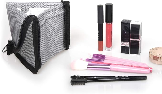 patu Standing Travel Toiletry Bag - Transparent Waterproof PVC Mesh Pouch with Triangle Design for Bathroom Essentials & Personal Care, 2 Packs, Black