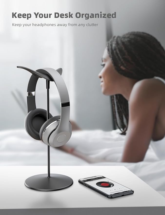 Lamicall Headphone Stand, Desktop Headset Holder - Desk Earphone Stand, for All Headsets Such as Airpods Max, HyperX Gaming Headphones, Beats, Senn heiser Music Headphones Gifts