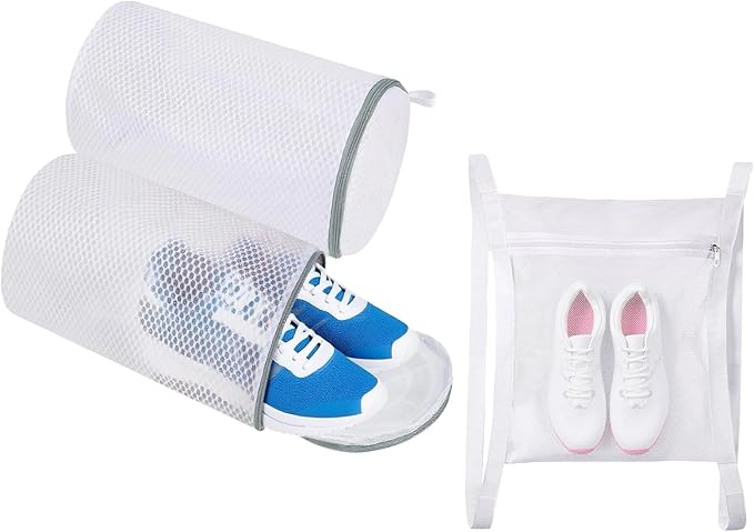 Mingting Shoe Laundry Bag Set, Includes 1 Washing Bag and 2 Dryer Bags with Honeycomb Mesh, Zipper and Straps, Shoe Washing and Drying Bag for Sneakers, Sports Shoes and Delicates(3 Pack)