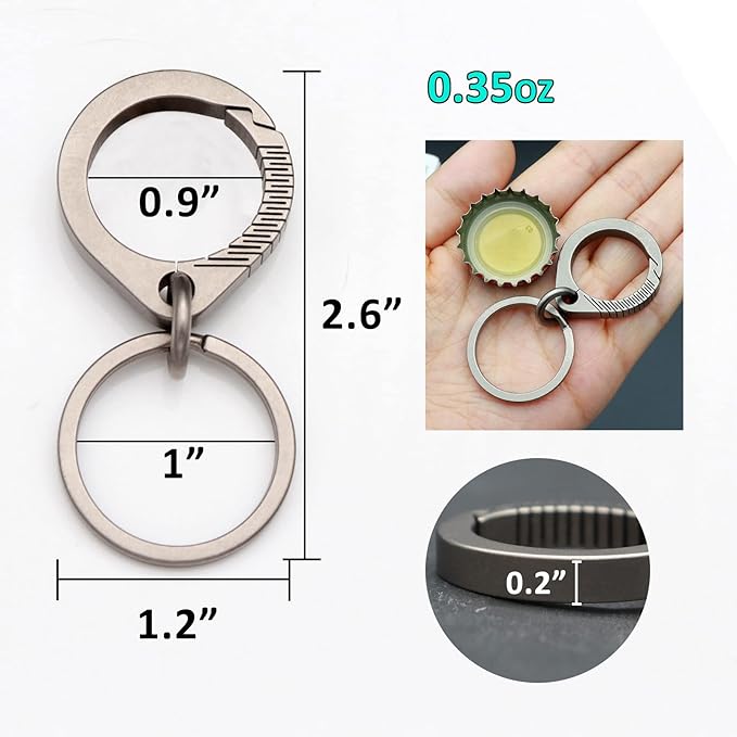 Titanium Key Holder Heavy Duty Quick Release Keychain Clip with Key Ring for Men and Women